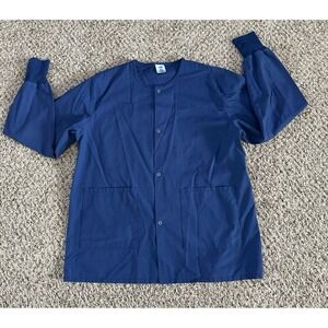 Medline Women's Navy Blue Long Sleeve Snap Button down Scrub Top Size Medium